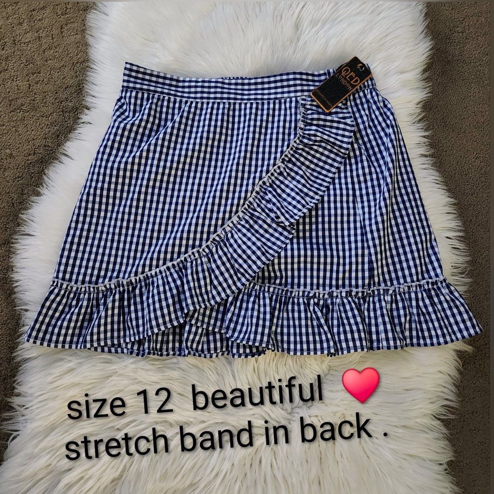 Elegant Blue Gingham Skirt